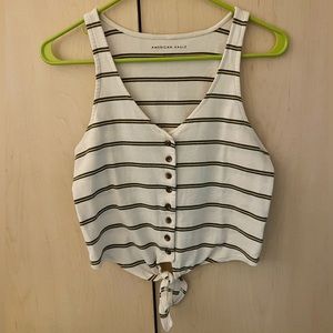 American Eagle Striped Tank Top with Buttons Size XS